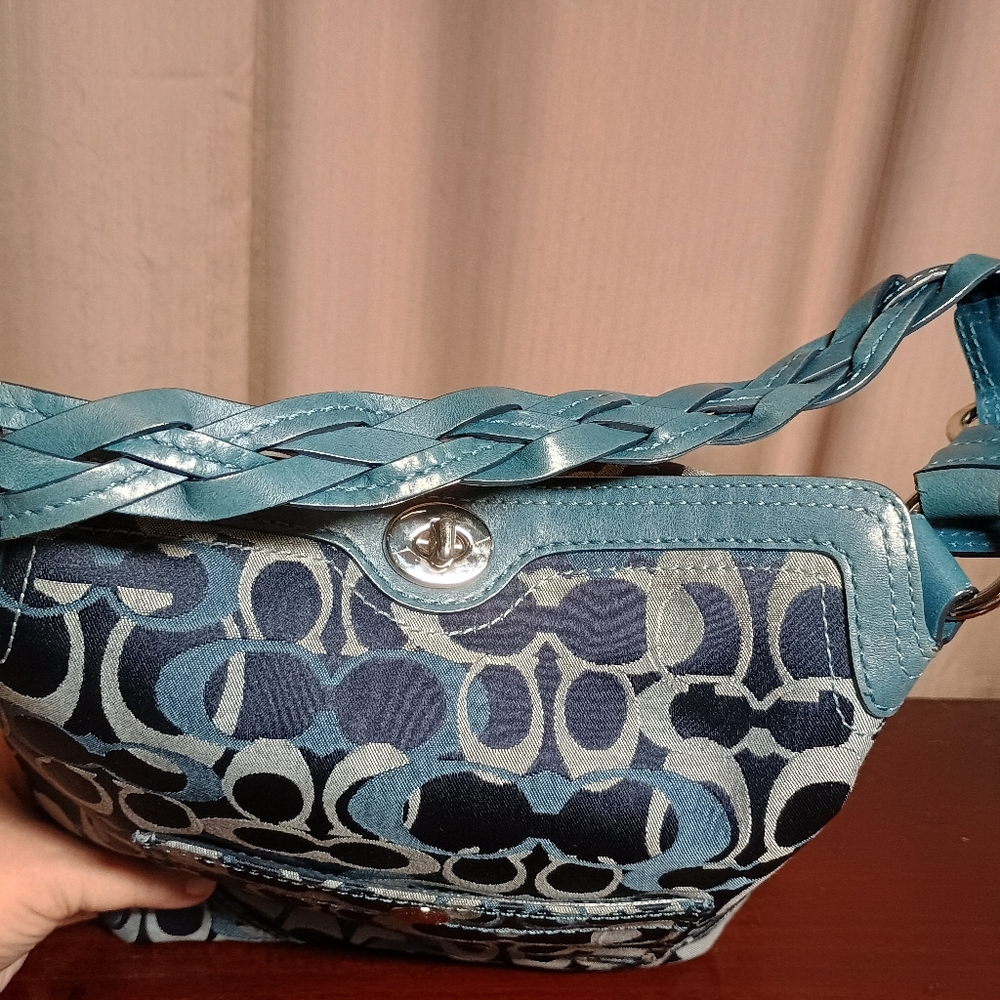 Coach Chelsea Denim Turnlock Optic C Shoulder Bag - Picture 3 of 5